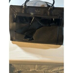 Kate Spade Black Leather Double Handle Patent Leather Bow Shoulder Bag